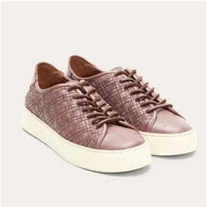 NEW Frye Lena Woven Low Lace Leather Lilac Sneakers Size 8 with Box